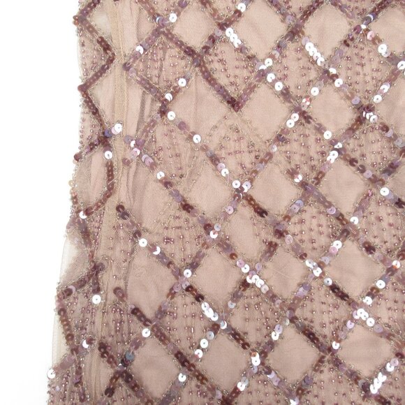 Anthropologie Let Me Be Checked Shine Dress Mauve Beaded Sequined - Large - Picture 11 of 11